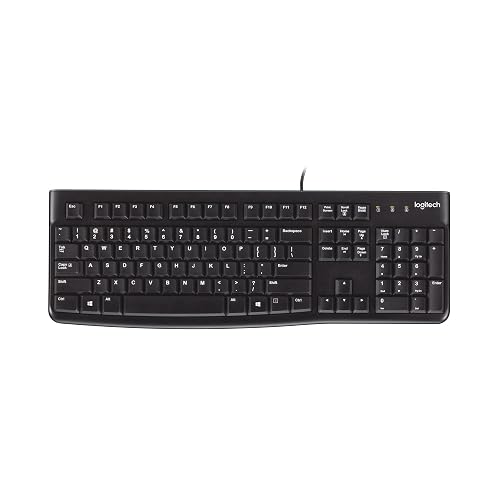 Logitech K120 Full Size Wired Keyboard USB Plug-and-Play Windows - Black | Full-size keyboard, spill-resistant, curved space bar, Windows PC and laptops compatible