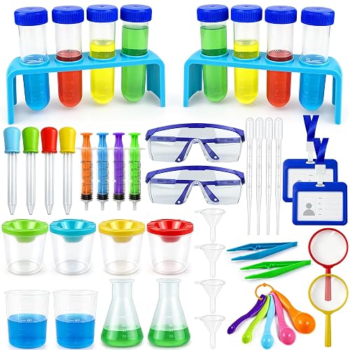 43PCS Science Lab Kit 2Sets Plastic Experiments Beakers and Test Tubes Set | Science Experiments for 6-8 Junior Chemistry Set for Girls and Boys Classroom or Home Use for Students Learning