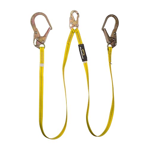 Guardian Fall Protection 01271 6-Foot Double Leg Non-Shock Absorbing Lanyard with Rebar Hook