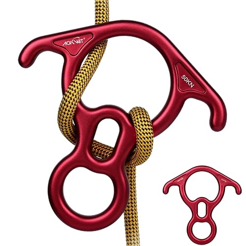 AOKWIT 50KN Rescue Figure, 8 Descender Large Bent-Ear Belaying and Rappelling Gear Belay Device Climbing for Rock Climbing Peak Rescue 7075 Aluminum Alloy