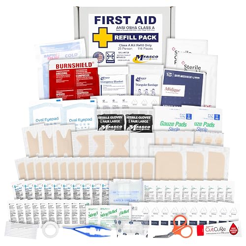 MFASCO First Aid Kits Refill Pack for ANSI Z308.1-2021 Class A | Helps maintain ANSI Z308.1-2021 Class A compliance with essential refill supplies for medium first aid kits.