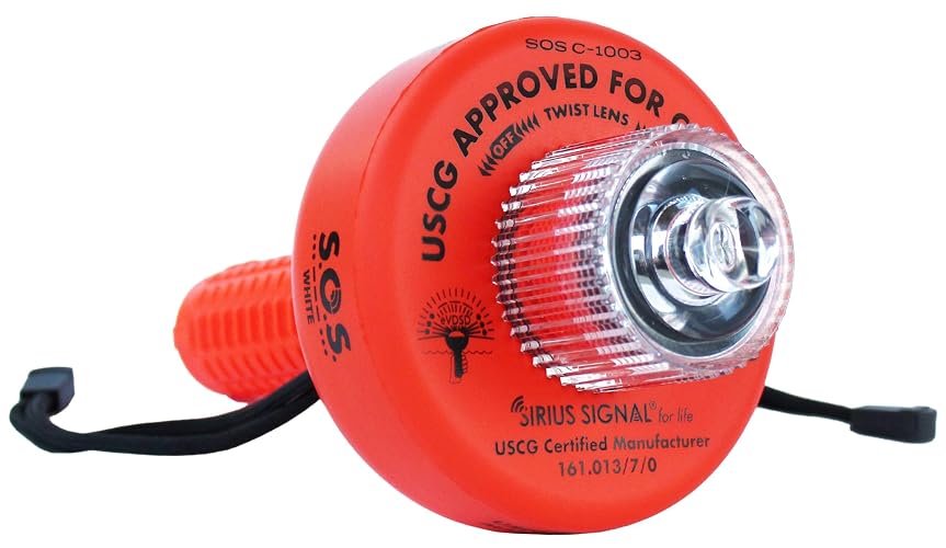 Sirius Signal C-1003 SOS LED Distress Signal - USCG Approved | Electronic Boat Flare Replacement, Bright White Light, Includes Daytime Flag & Whistle