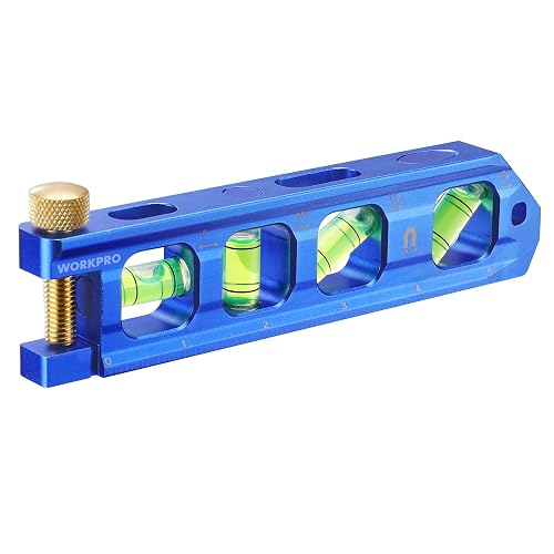 WORKPRO 6.3 Inch Magnetic Torpedo Level, Bubble Level Tool, Aluminium Alloy | Bubble Vials for 0°/90°/30°/45° Measurements, Aluminum Alloy Construction