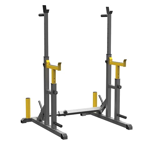 K KiNGKANG Adjustable Squat Rack,Bench Press for Home Gym Load 690LBS | Adjustable Height & Width,2*2-Inch Commercial Carbon Steel,Store Exercise Equipment