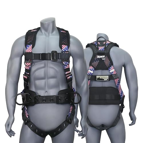 AFP Demon Comfortable Fall Protection Harness Kit – OSHA/ANSI PPE Full Body Safety Harness for Construction Work