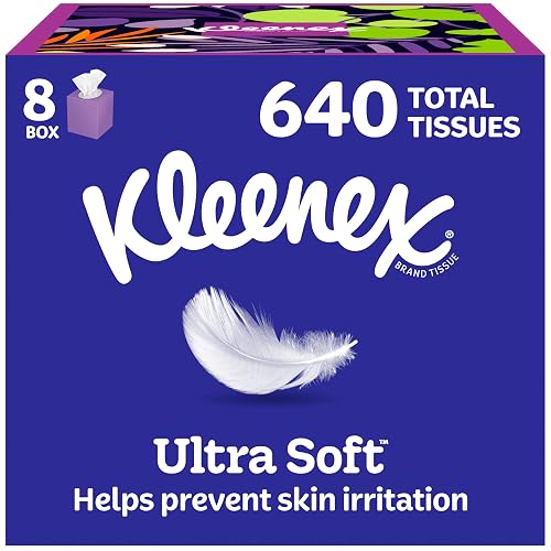 Kleenex Ultra Soft Facial Tissues, 8 Cube Boxes, 80 Tissues per Box