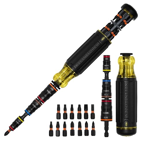 Klein Tools 32303HD 20-in1 Impact Driver Set, SAE Sizes | Impact Rated Sockets and Screwdriver Tool with Phillips, Slotted, Square and Torx Tips