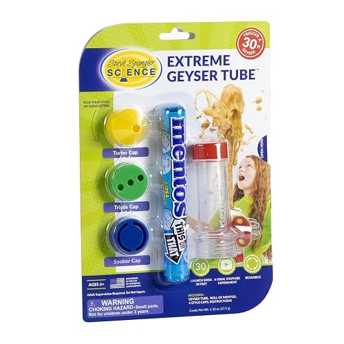 Steve Spangler Science Extreme Geyser Tube, Science Kit for Kids | Soda Lab Experiment, Includes Tube, Candy & Unique Spray Caps, Chemistry Magic, Classroom STEM Project, Stocking Stuffer