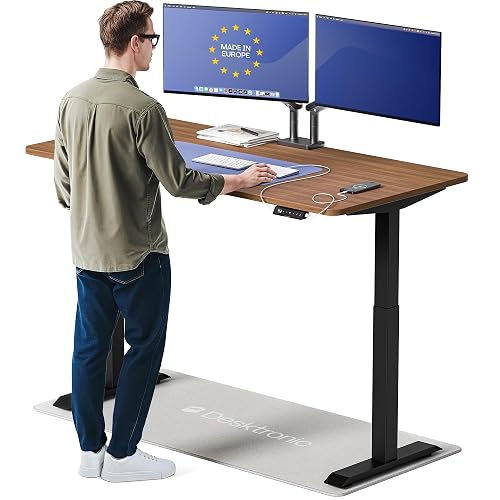 Desktronic HomeOne Standing Desk 60x30 — Ergonomic Sit Stand Home Office Desk, Made in Europe, Electric Dual Motor Height Adjustable, USB & USB-C Charging, Wobble-Free, Touchscreen, 3 Memory Presets