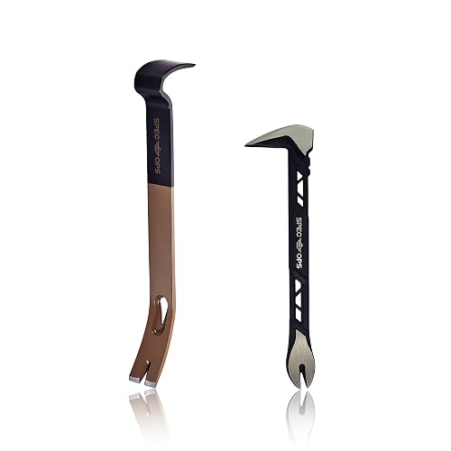 Spec Ops Tools Pry Bar, Crowbar for Demolition & Nail Pulling, High-Carbon Steel, 15" Flat Pry Bar, 10" Cats Paw