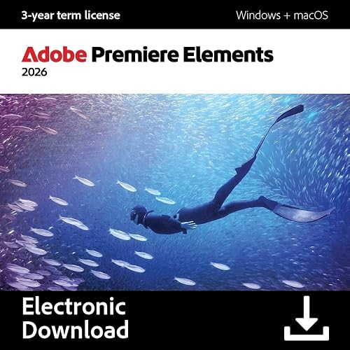 Adobe Premiere Elements 2026 | Software Download | Video Editing | 3-year term license | Activation Required [PC/Mac Online Code]