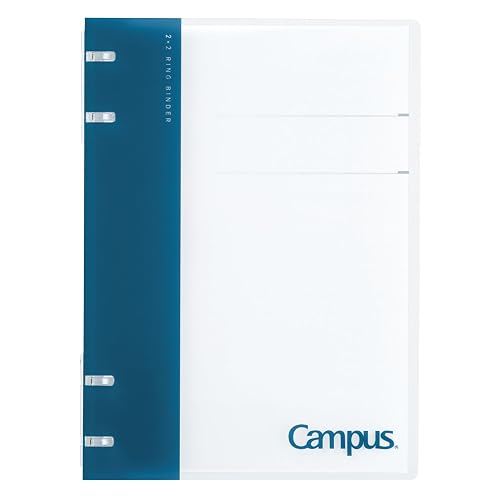 Kokuyo Campus Refillable Notebook, A5 2x2 Slim Ring Binder Notebook with Customizable Title Page, 40 Sheets Capacity. Suitable for 20 Holes Loose Leaf Paper, Navy (RU-NP134DB)