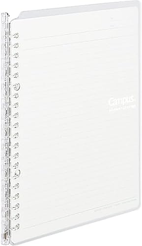 Kokuyo Smart Ring Binder, A5 Clear Binder Notebook, Up to 25 Filler Papers | Campus Refillable Notebook 20 Holes with 10 Extra Loose-Leaf Paper in 6mm Dot Ruled Japanese Slim Binder for Work & Study