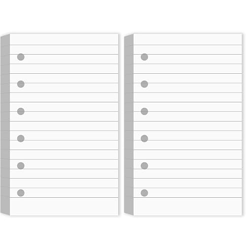 Ireer 6 Holes 3 x 5" Mini Lined Paper Refills, White | 200 Sheets, 6 Rings Blank Planner Refills, Loose Leaf Papers, for Binders, Planner Inserts, Mini Ruled Fillers, Memos, Books