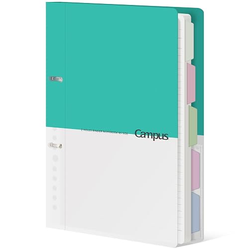 KOKUYO 5 Subject Spiral Notebook Journal, Campus 110 Sheets B5 Refillable Notebook with Dividers Tabs, 6mm Dot Lined Binder Notebook for Work School Note Taking. 9" x 10.5", Light Blue