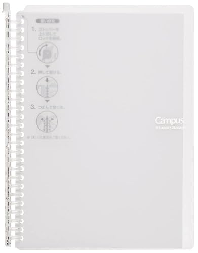 Kokuyo Campus Smart Ring Binder, B5 Clear Refillable Binder Notebook 26 Holes with 10 Extra Loose-Leaf Paper, Up to 60 Filler Papers for Work & Study, Japan Import (RU-SP706T)