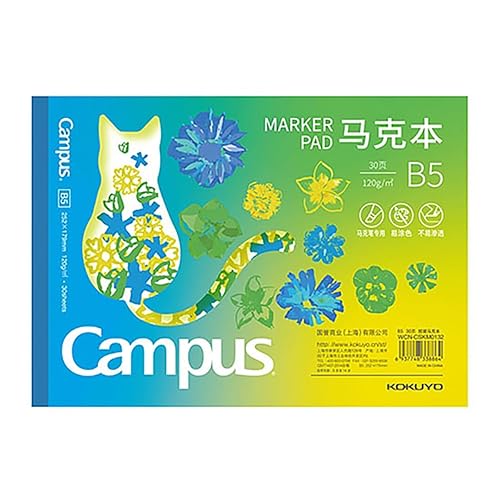 Kokuyo 7" x 10" Sketch Book, Lay Flat B5 Marker Pad, 30 Sheets 120gsm Acid-Free Drawing Papers, Art Sketchbook for Drawing Pad for Kids Artists & Beginners Art Supplies for Adults, Blue