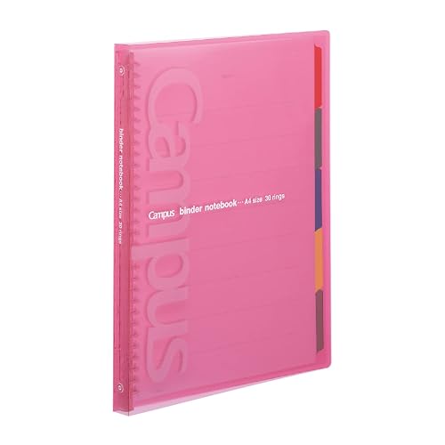 Kokuyo Campus Slide Binder with 5 Tab Dividers, Slim Type, A4, 30 Holes, Up to 65 Sheets, Pink, Japan Import (RU-P173NP)