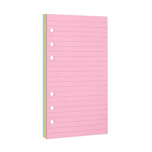 Lined Refill Paper, Colorful Ruled Journal Fillers, A6 Planner Inserts | for A6 Size 6-Ring Binder,5-color 120 GSM Thick Loose Leaf Paper,50 Sheets/100 Pages