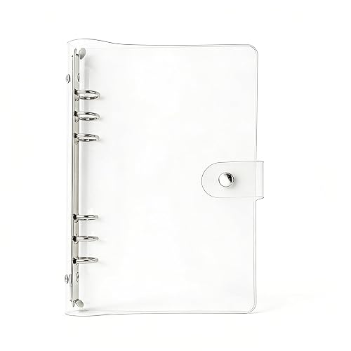 Clear A5 Budget Binder Planner Cover Shell Protector | 6 Rings Loose Leaf Binding Covers for 6" x 8.5" Refillable Notebook Traveler Organizer Accessories