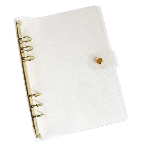 A5 6-Ring Glitter PVC Binder Planner Cover Gold Rings Loose Leaf Notebook Binder Refillable Notebook Journal Protector Shell (Glitter Style Gold Tone, A5(6.8x9.2))