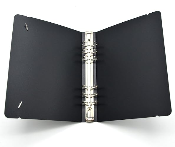 Freude A5 6-Holes Round Ring View Binders Black Plastic Cover, Refillable Notebook Journal Binder File Folder, Loose Leaf Sheet Protectors/DIY Scrapbooking/Binder Cover Protector