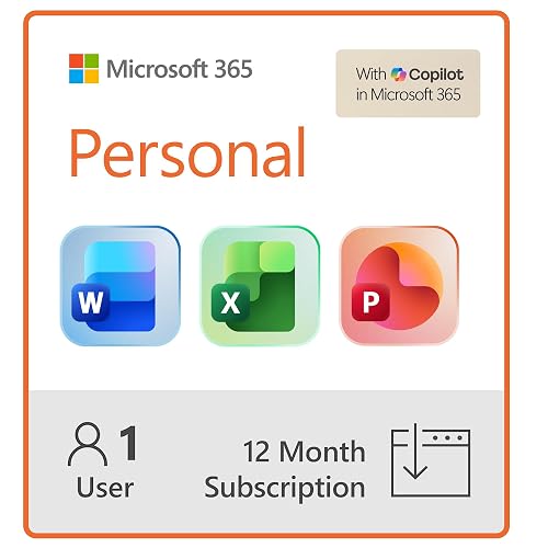 Microsoft 365 Personal | 12-Month Subscription | 1 Person | Premium Office Apps: Word, Excel, PowerPoint and more | 1TB Cloud Storage | Windows Laptop or MacBook Instant Download | Activation Required
