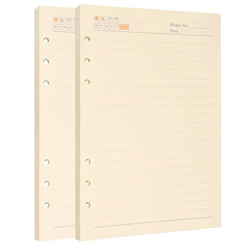 WANLIAN A5 Loose Leaf Paper, Lined Notebook Paper for 6 Ring A5 Binder | 160 Sheets/320 Pages,A5 Binder Paper,Planner Inserts Refill for 6 Ring A5 Binder, 80gsm , Milky White