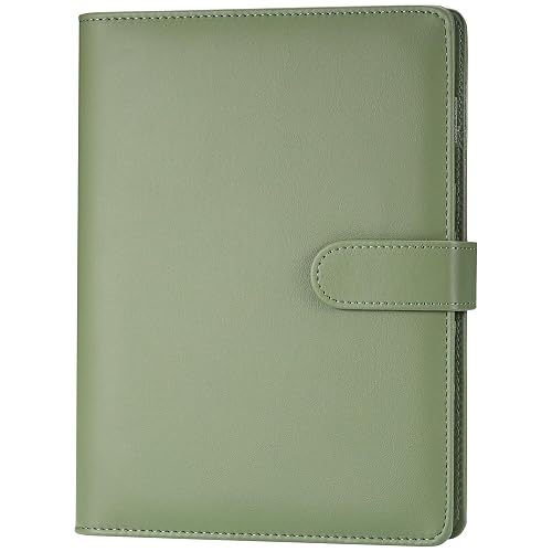 JIANTA A5 Binder 6 Ring, PU Leather Refillable Planner Cover | Loose Leaf Notebook Binder Journal for A5 Refill Paper, Budget Planner Organizer Cover, Green Binder for Office and Study