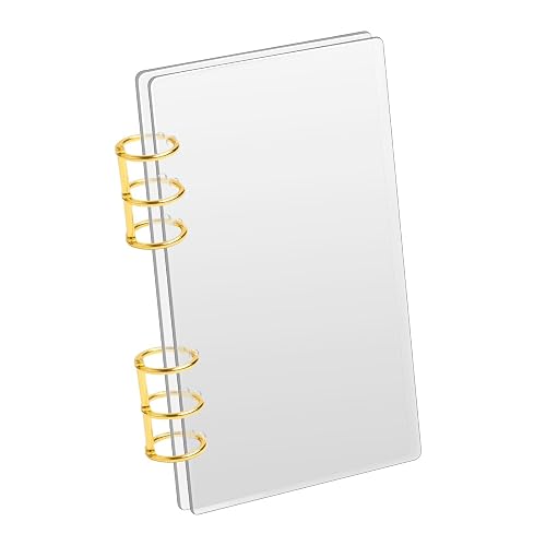 SBYURE A6 Ring Binder Clear Acrylic Binder Notebook Cover,Transparent Frosted Acrylic A6 Cover Loose Leaf Folders Refillable with Gold Metal Round Ring for Collect,Organize,Summarize
