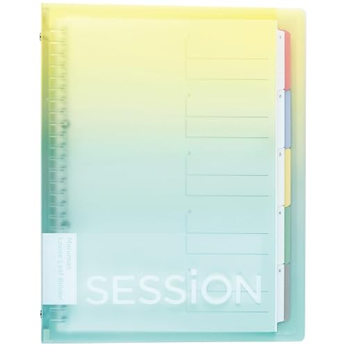 Maruman Session 26-Ring Binder, B5, 7.17"x10.12", Lemon Soda | Flexible Translucent Cover, Holds Up To 120 Sheets, 5 Tab Dividers, Storage Pocket, Loose-Leaf Organization, Made in Japan