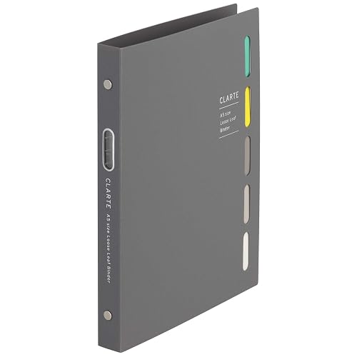 Maruman CLARTE 20-Ring Binder, 5 Tab Dividers, A5 5.83"x8.27", Gray | Holds Up to 70 Sheets, Index windows, Storage Pocket, Includes 10 Pages, For Loose-Leaf Paper Organization, Made in Japan