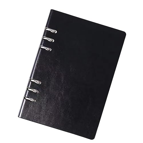 LSCH Refillable Leather A5 Loose Leaf Notebook, Loose Leaf Binder with 6 Ring，Hand-Crafted Leather Folio，Budget Book Planner in Your Life,9.3in×6.7in，100 pages and 200 sheets。