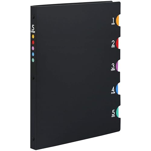 Maruman Five Chart 30‑Ring Binder, A4, 8.27"x11.69", Black | Holds 60 Sheets, Laminated Tabs, Includes 5 Index Windows & Matching 5‑Tab Dividers, For School And Office, Made in Japan