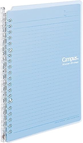 Kokuyo Smart Ring Binder, A5 Light Blue Binder Notebook, Up to 25 Sheets | Campus Refillable Notebook 20 Holes with 10 Extra Loose-Leaf Paper in 6mm Dot Ruled Japanese Slim Binder for Work & Study