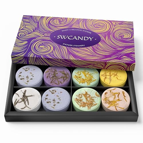 SWCANDY Shower Steamers Aromatherapy Gifts for Women 8 Pcs Shower Home Spa | Christmas Stocking Stuffers Birthday Gifts for Mom Wife Sister Her Adult Natural Essential Oils Holidays Self Care Relaxation