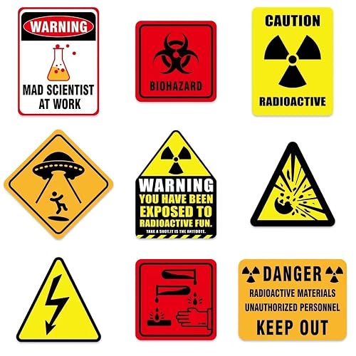WERNNSAI 9 PCS Science Decor Signs Chemistry Lab Birthday Classroom Decor | Mad Scientist Birthday Party Supplies, Science Classroom Decor, Laboratory Door Decor for Boys Girls