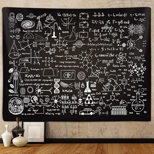 Extra Large Classroom Tapestry for Science Lab Backdrop Decorations, Math Science Theme Table Cloth Tapestries Wall Hanging for Bedroom Dorm Living Room School Decor 90X70" Education Poster Blanket