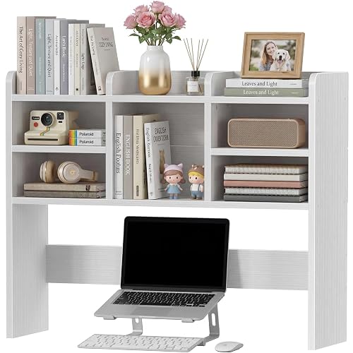 37 Inch White Desk Hutch Dorm Top Only 8 shelves Organizer For College