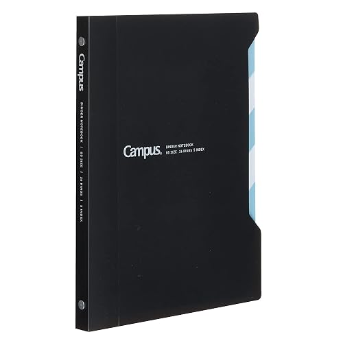 Kokuyo Campus Slide Binder with 5 Tab Dividers, Slim Type, B5, 26 Holes, Up to 65 Sheets, Black, Japan Import (RU-P737D)