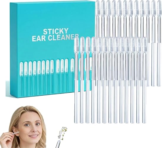 Sticky Ear Cleaning Sticks, 48Pcs Reusable Soft Rubber Adhesive Ear Pick, Gentle Ear Wax Removal Tools, Home Personal Ear Care Kit