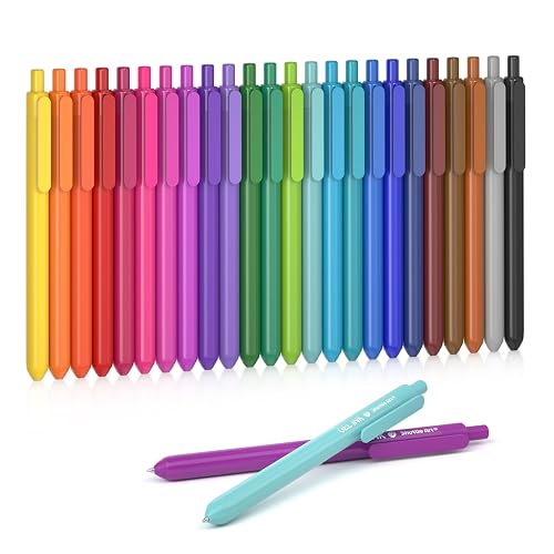 Shuttle Art Colored Retractable Gel Pens, 24 Bright Ink Colors, Cute Pens 0.7mm Fine Point Quick Drying for Writing Drawing Journaling Note Taking School Office Home