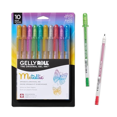 SAKURA Gelly Roll Metallic Gel Pens, Colored Metallic, Medium Line, 10 Pack | Gel Pens for Scrapbook, Journals, or Drawing, High Quality, Unlimited Ways to Create, Great Holiday Gifts