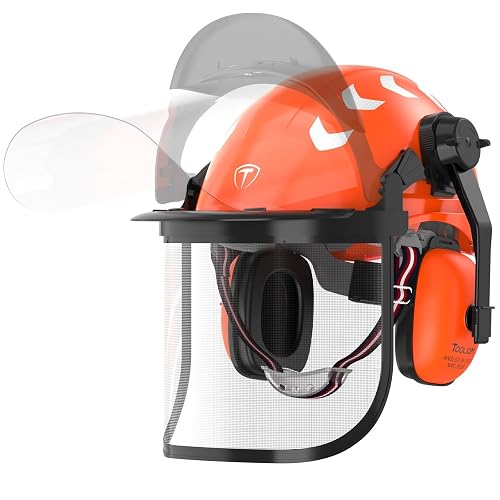 TOOLIOM Chainsaw Helmet with Face Shield and Ear Muffs, Forestry Safety Helmet, ANSI Z89.1 Certified Arborist Helmet, Chainsaw Safety Equipment (with Anti-Fog Goggles)