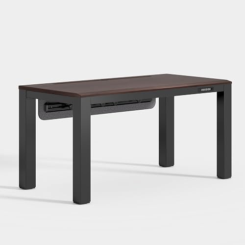 FLEXISPOT 4-Leg Standing Desk, A Complete Workplace System, Walnut | Solid wood Desktop, Dual Motor, Integrated Power & Cable Management, USB Charging, 265 lbs Capacity, 55"x28" Rubberwood