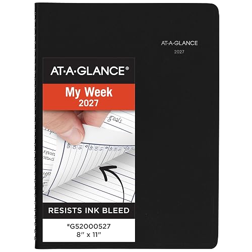 AT-A-GLANCE 2027 Appointment Book Planner, Weekly, 8" x 11", Quarter-Hourly, DayMinder, Black (G5200027)