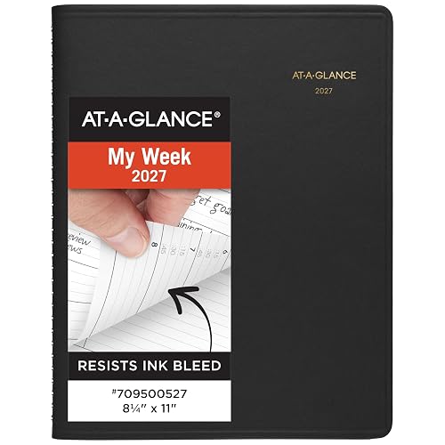 AT-A-GLANCE 2027 Appointment Book Planner, Weekly, 13-Month Jan-Jan, 8.25" x 11", Black (709500527)