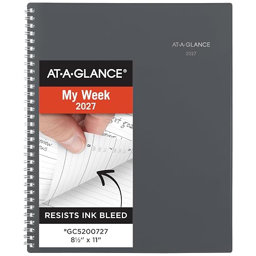 AT-A-GLANCE 2027 Appointment Book Planner, Weekly & Monthly, 8.5" x 11", Quarter-Hourly, DayMinder, Gray (GC5200727)