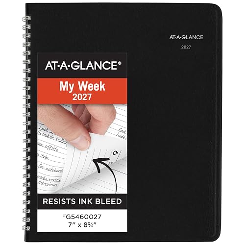 AT-A-GLANCE 2027 Planner, Weekly & Monthly, 7" x 8.75", Executive Soft Cover, DayMinder, Black (G5460027)