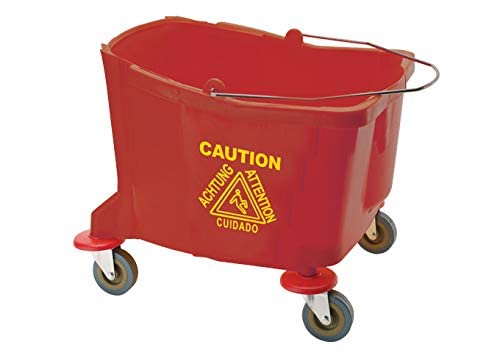 Winco 36 qt Red Plastic Bucket | Dishwasher safe, BPA-free, Great for Floor Cleaning, Kitchen Floors, Dining Areas and Facility Care